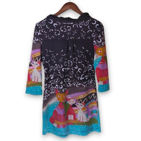 Aryeh for Anthropologie Abstract Cats and Swirls Sweater Dress - Women's Small - Picture 2 of 8